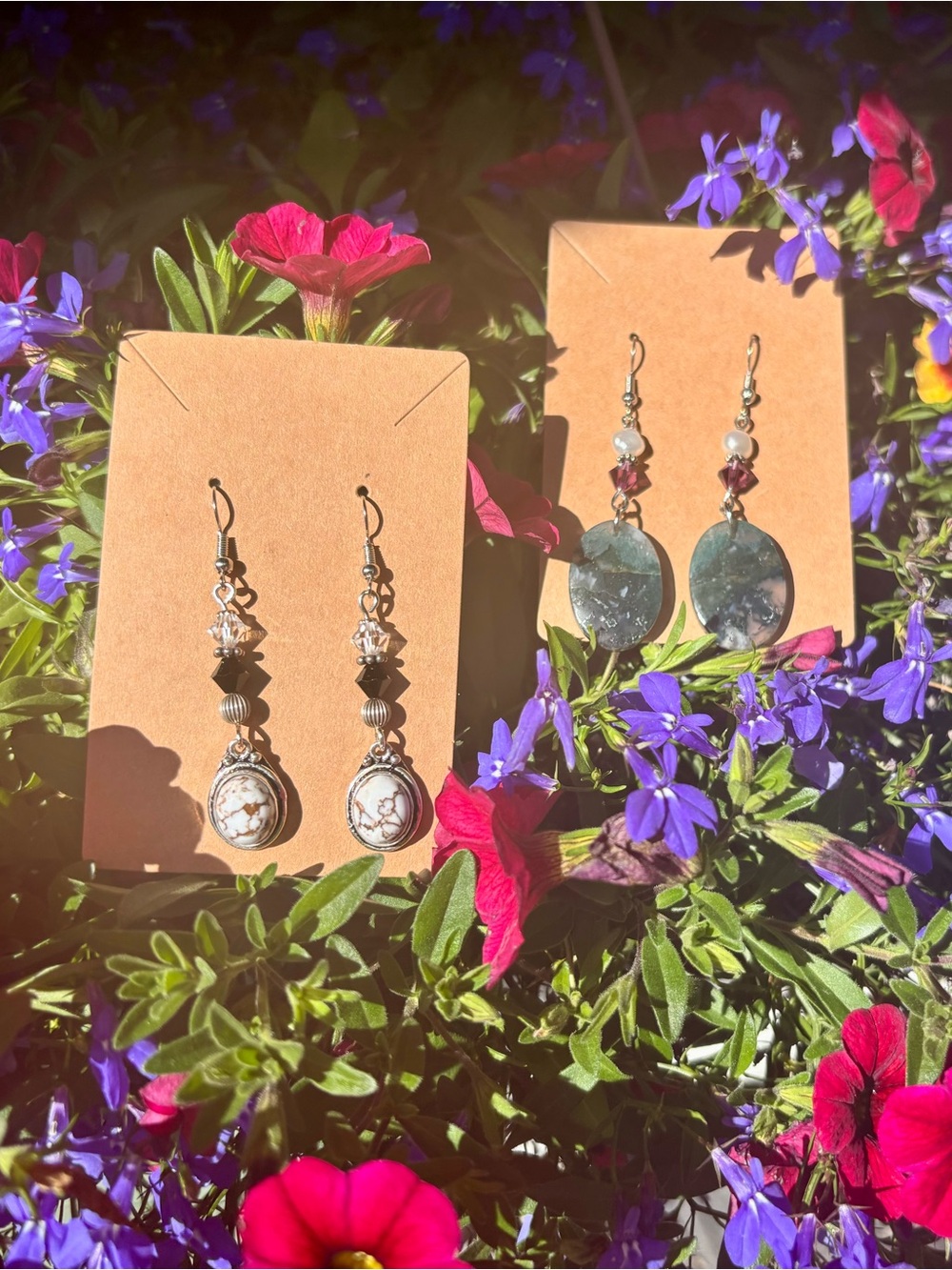 Handmade stone and Swarovski crystal earrings. - Picture 6 of 11